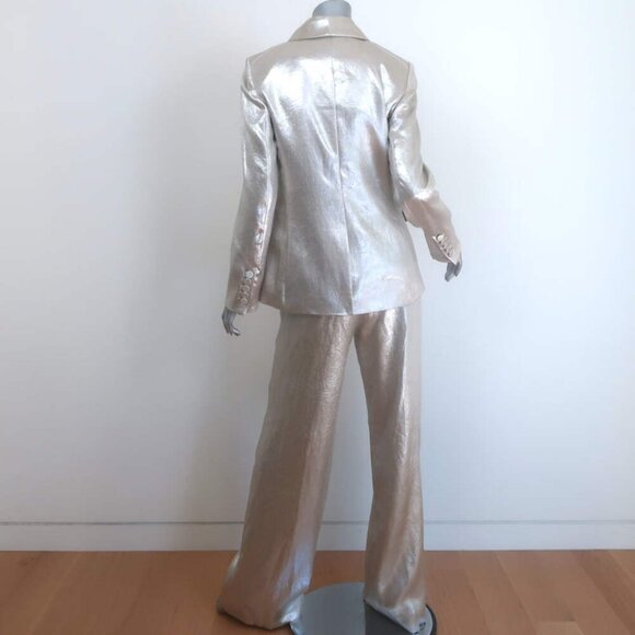 Veronica Beard Metallic Suit Silver Size 4 Jagger Jacket & Millicent Pants NEW - Picture 5 of 13